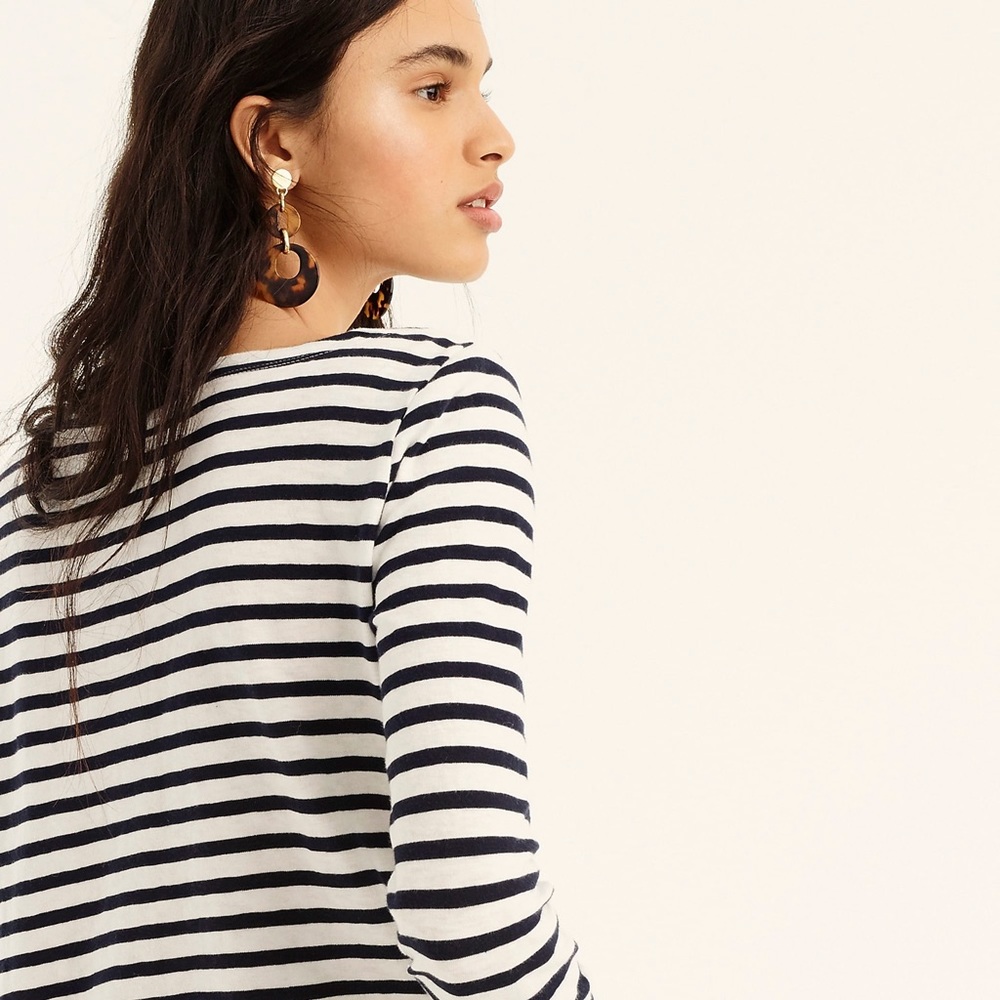 J. Crew Women's Classic Striped T Shirt Boatneck Sleeve‎ Pullover Top - Picture 3 of 11